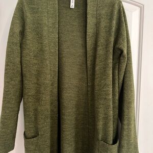Zenana Outfitters Olive Open-Front Knit Cardigan with Pockets